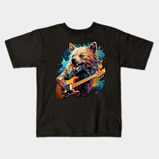 Hyena Playing Guitar Kids T-Shirt